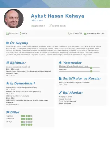 Biyolog CV Örnekleri cv indir